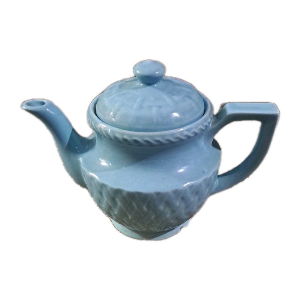 Vintage 1940s Hall Blue Mist/Blue Spice Teapot Birch‎ Pattern Made USA